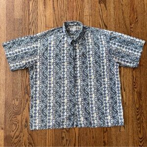 Pierre Cardin Hawaiian Cotton Shirt‎ Mens XL Multicolor Geometric Floral Design